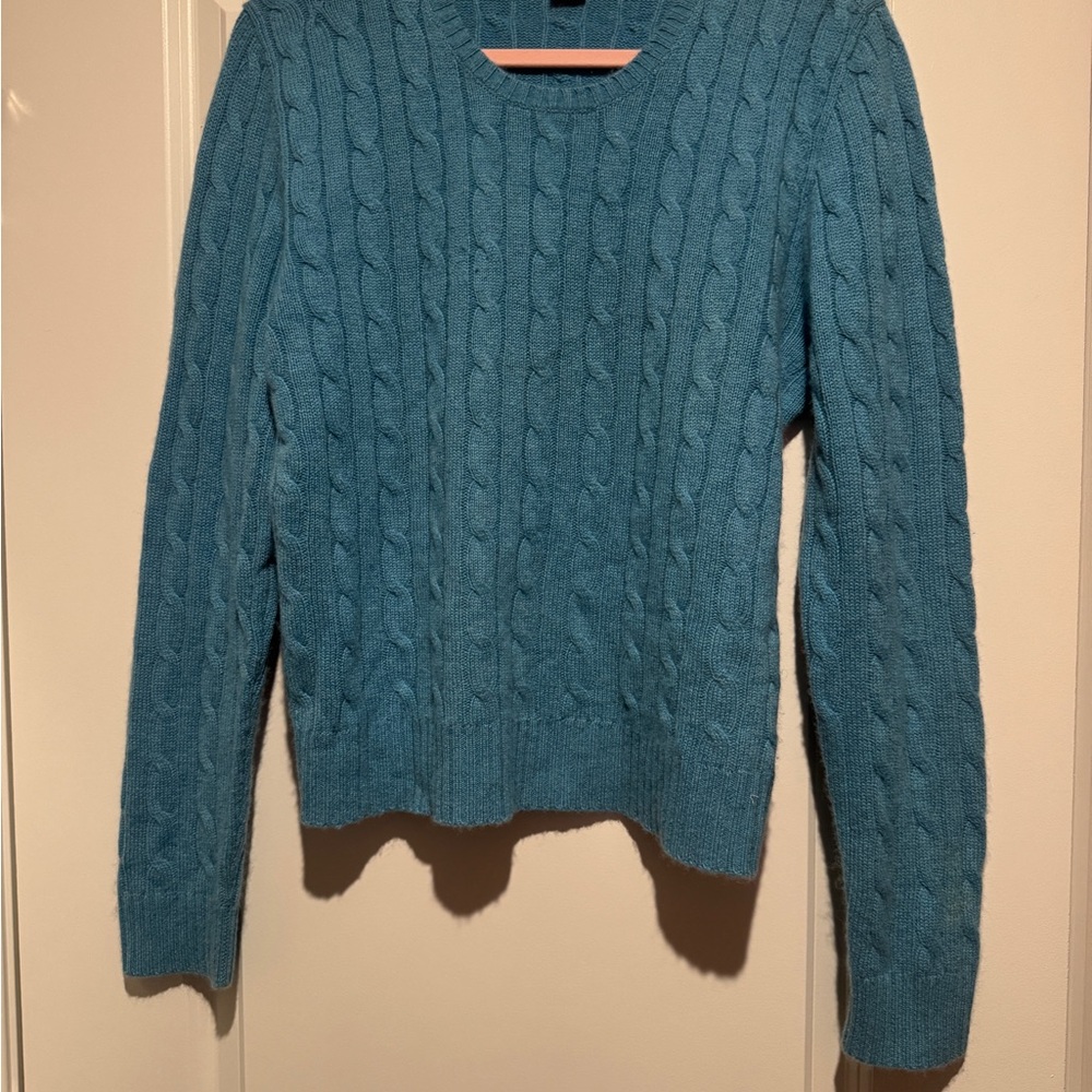 Saks Fifth Avenue Teal Cable Knit Sweater